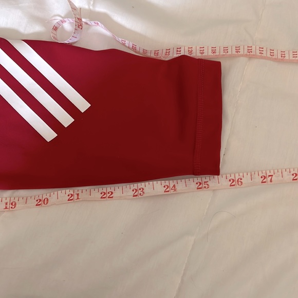 Adidas Red Believe This High Rise 7/8 Length 3-Stripes Tights - Picture 9 of 13